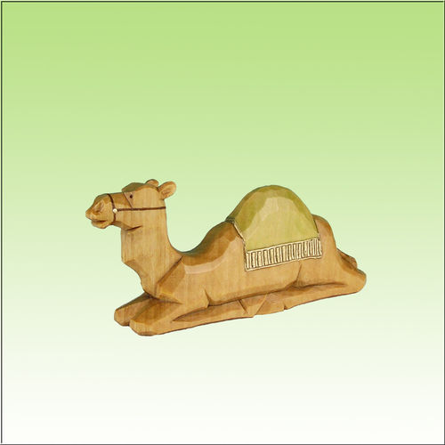 Kamel, liegend, gerade Decke, grün - Farbig - 9cm